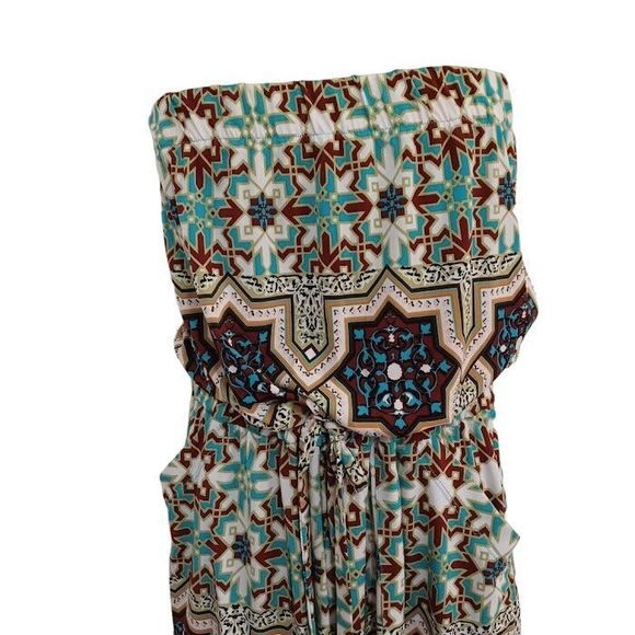 Skye’s The Limit Print Jumpsuit Tie Waist Pockets Elastic Band Tube Top Sz Large - Picture 2 of 7